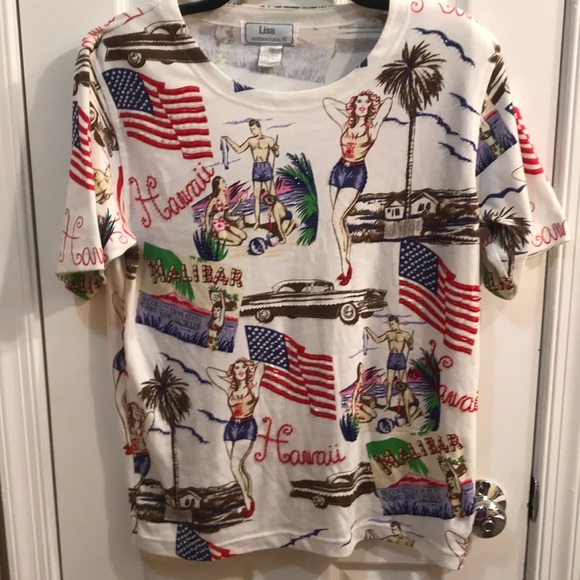 ⚡️FINAL PRICE⚡️ Vintage Pinup Hawaii Summer July Top - Picture 1 of 16